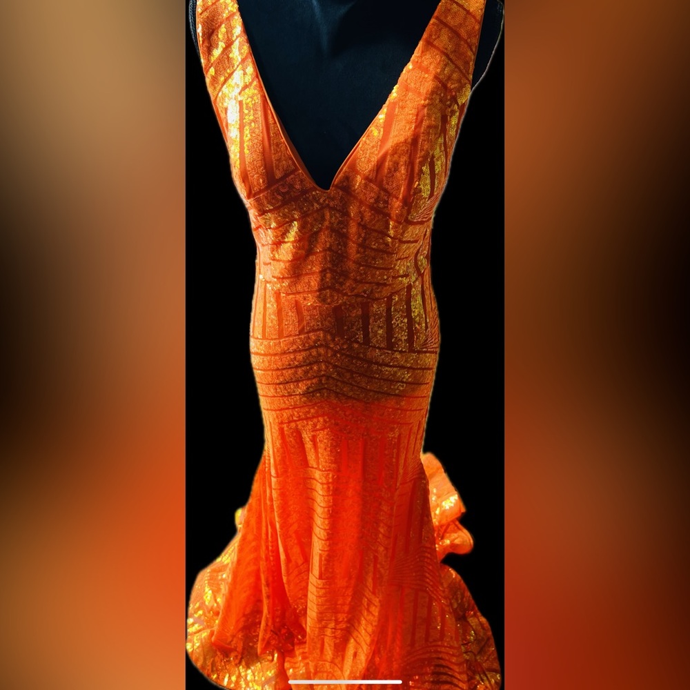 Prom Dress
V Neck Sequin Long Mermaid Evening Gown Size 10 $135